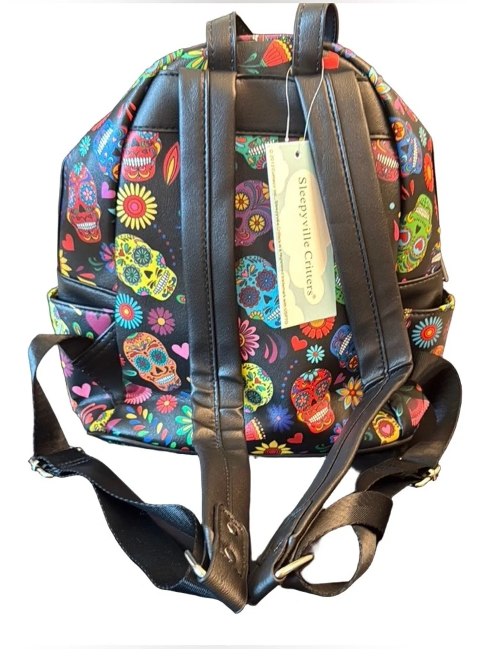 Sleepyville Critters Sugar Skulls Backpack Gothic Day of the Dead Back to School
